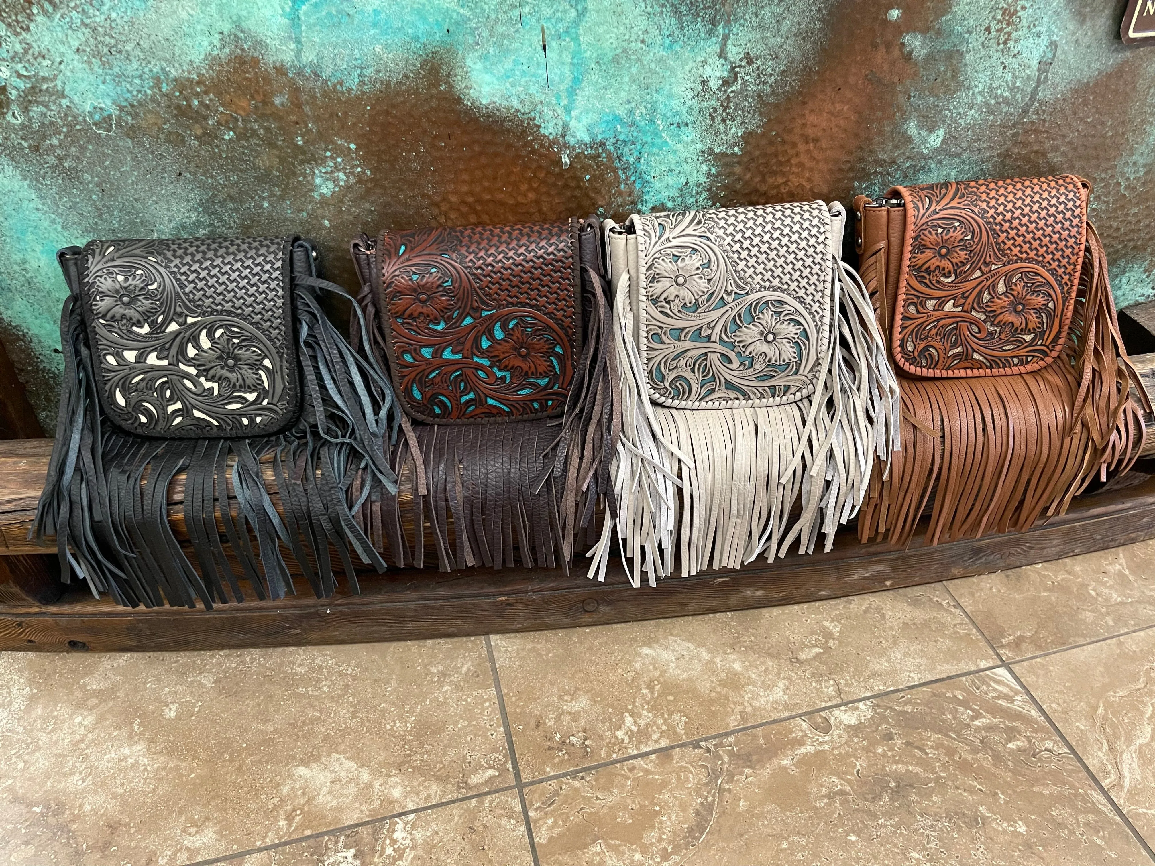 The Valley Desert tooled Crossbody bag