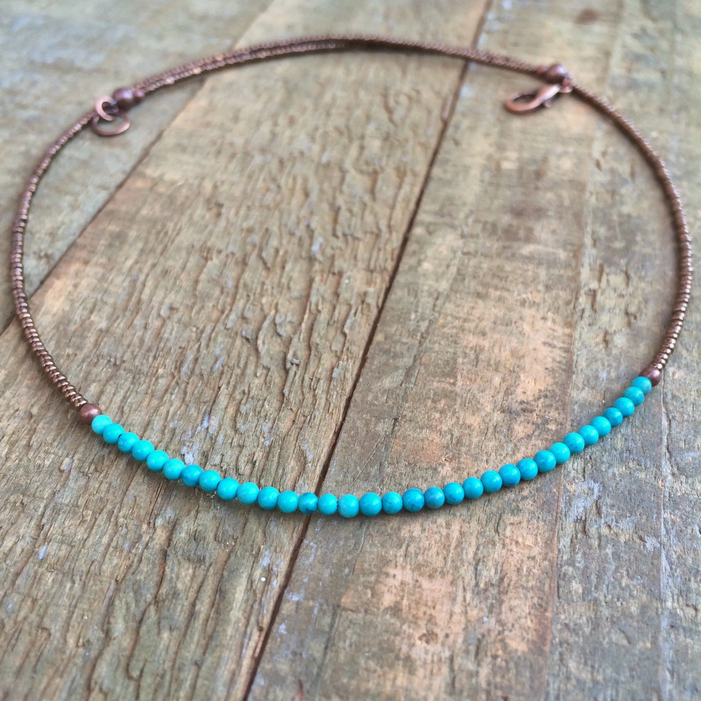 Tiny Turquoise Necklace, Turquoise Layering Necklace, Minimalist Turquoise Necklace, Southwestern Jewelry, Tiny Beaded Necklace