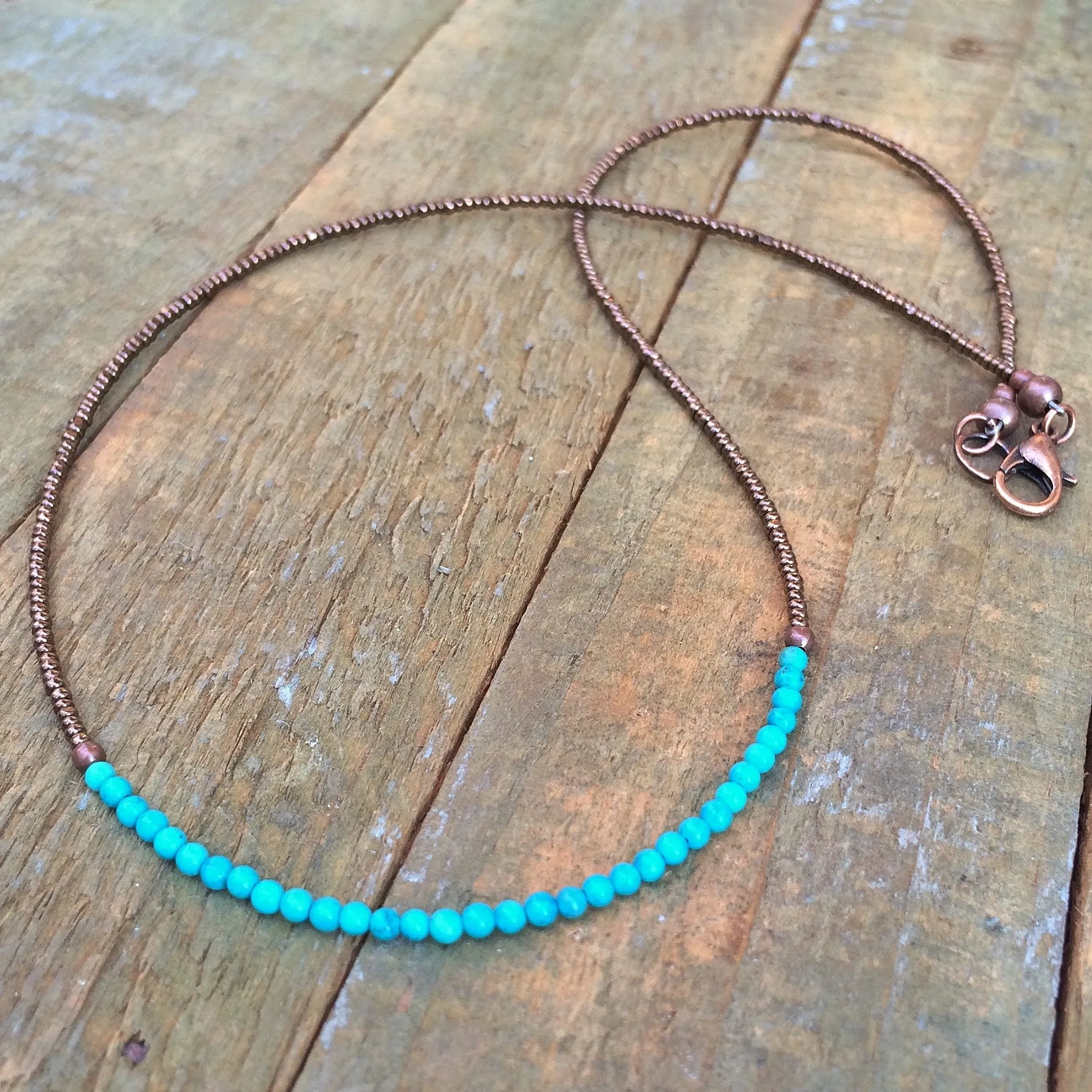 Tiny Turquoise Necklace, Turquoise Layering Necklace, Minimalist Turquoise Necklace, Southwestern Jewelry, Tiny Beaded Necklace