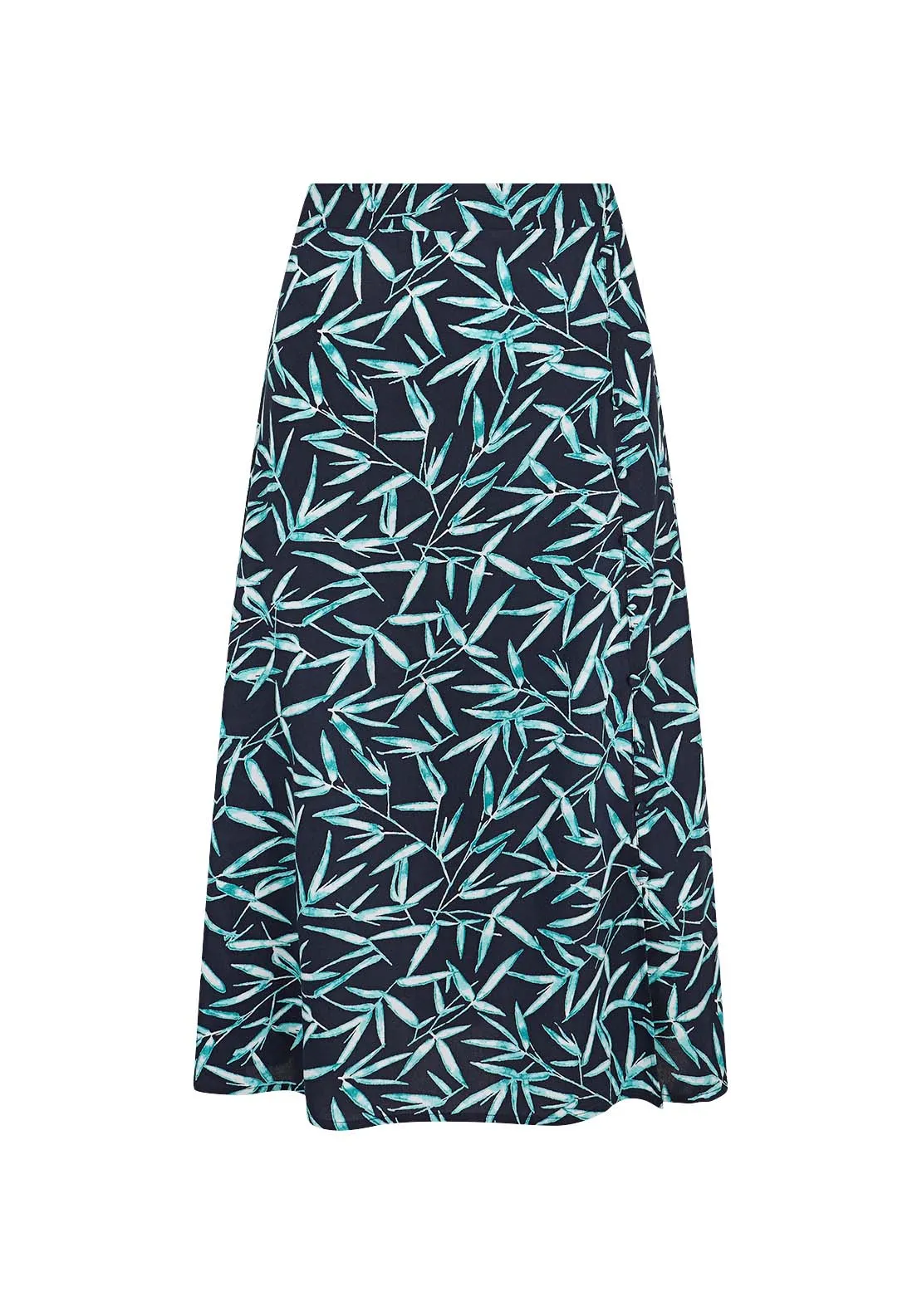 Turquoise Bamboo Leaf Print Skirt