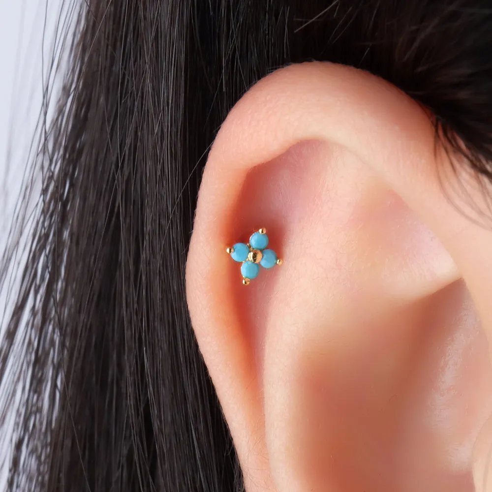 Turquoise Small Flower Stud