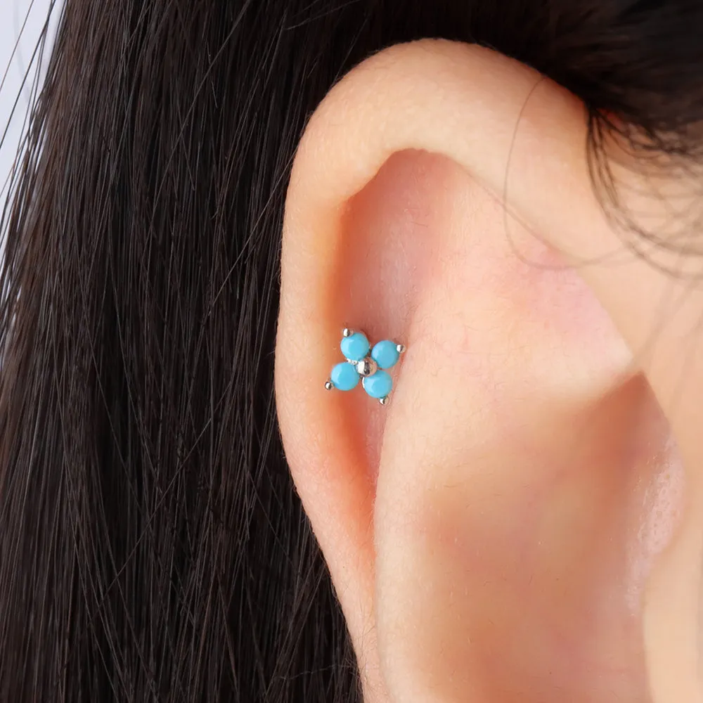 Turquoise Small Flower Stud