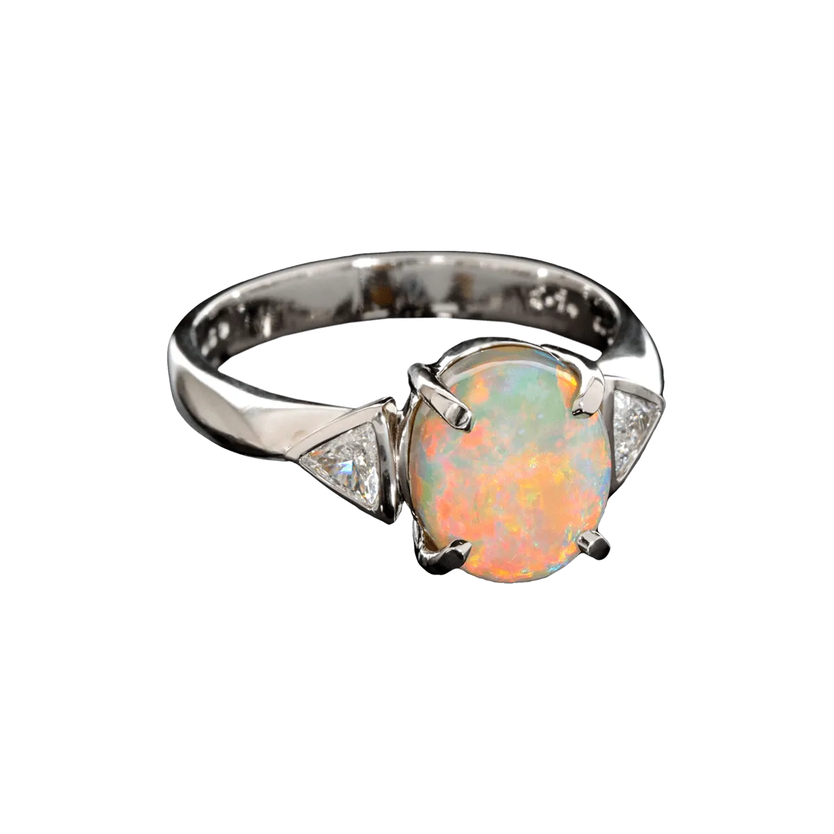 Vivid Red & Orange Opal Ring