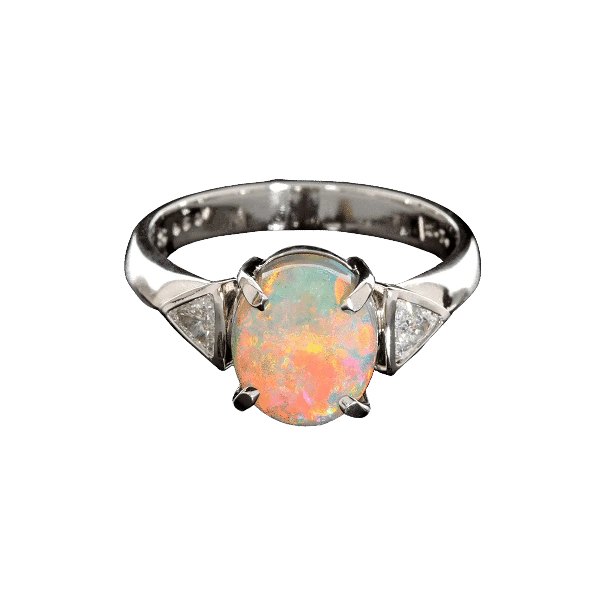 Vivid Red & Orange Opal Ring