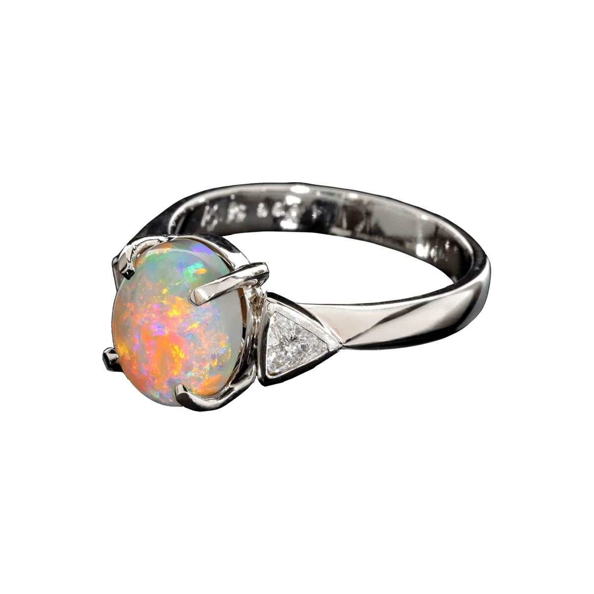 Vivid Red & Orange Opal Ring