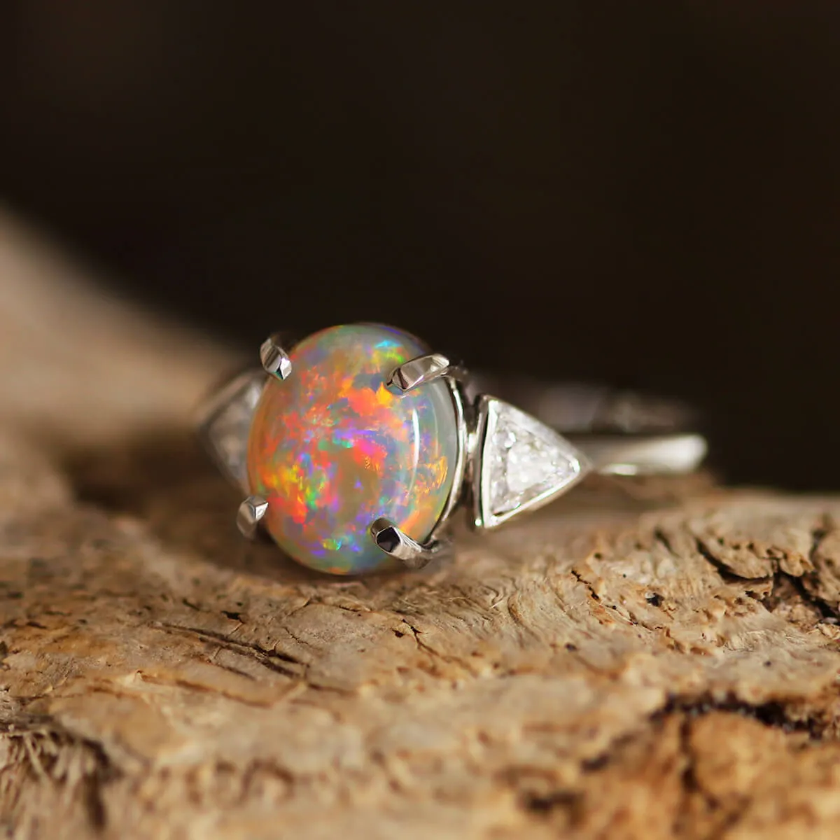 Vivid Red & Orange Opal Ring