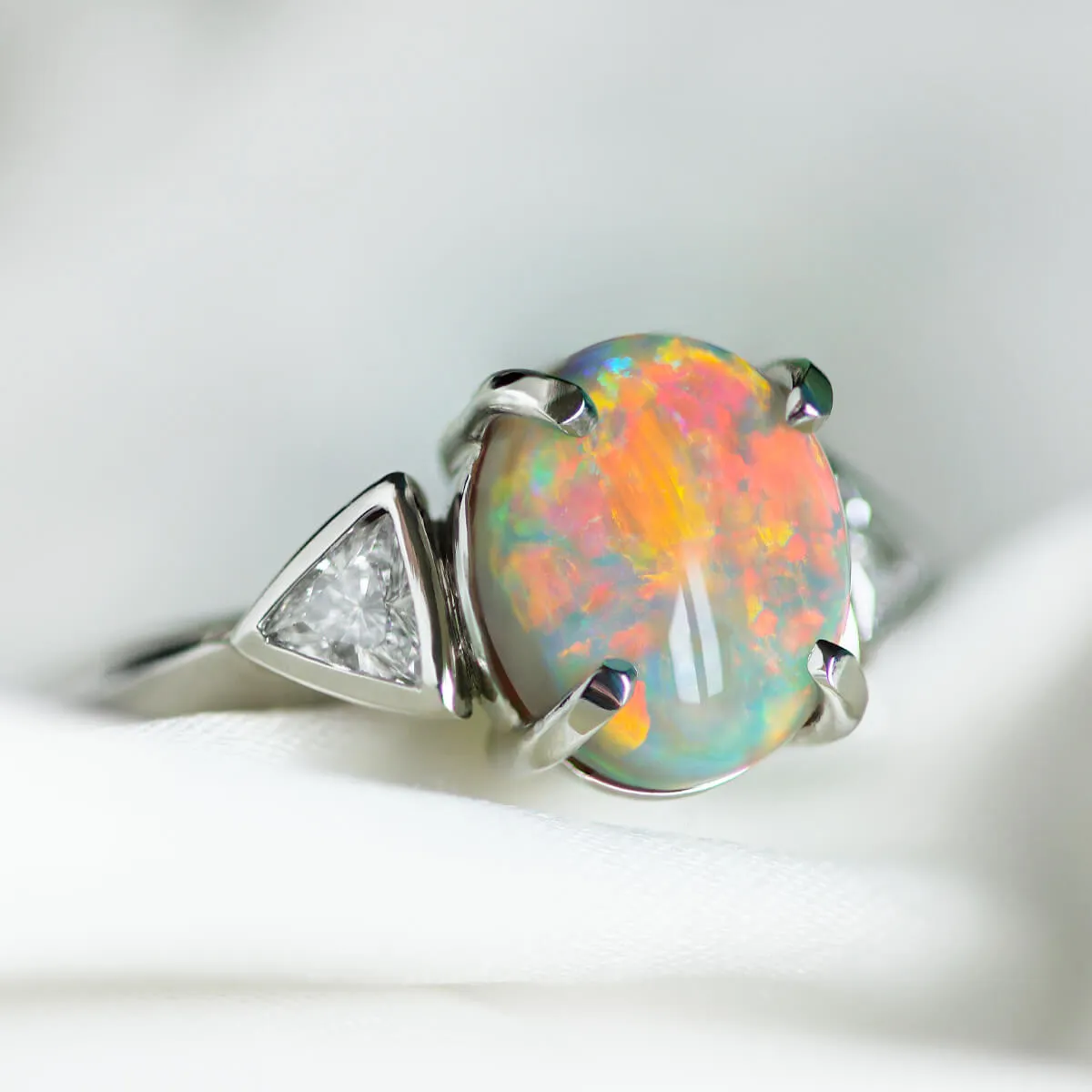 Vivid Red & Orange Opal Ring