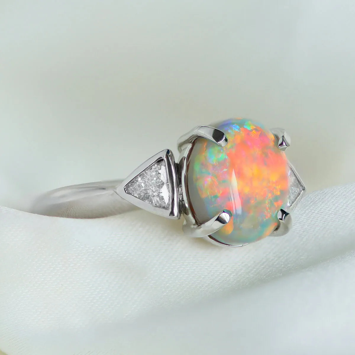 Vivid Red & Orange Opal Ring