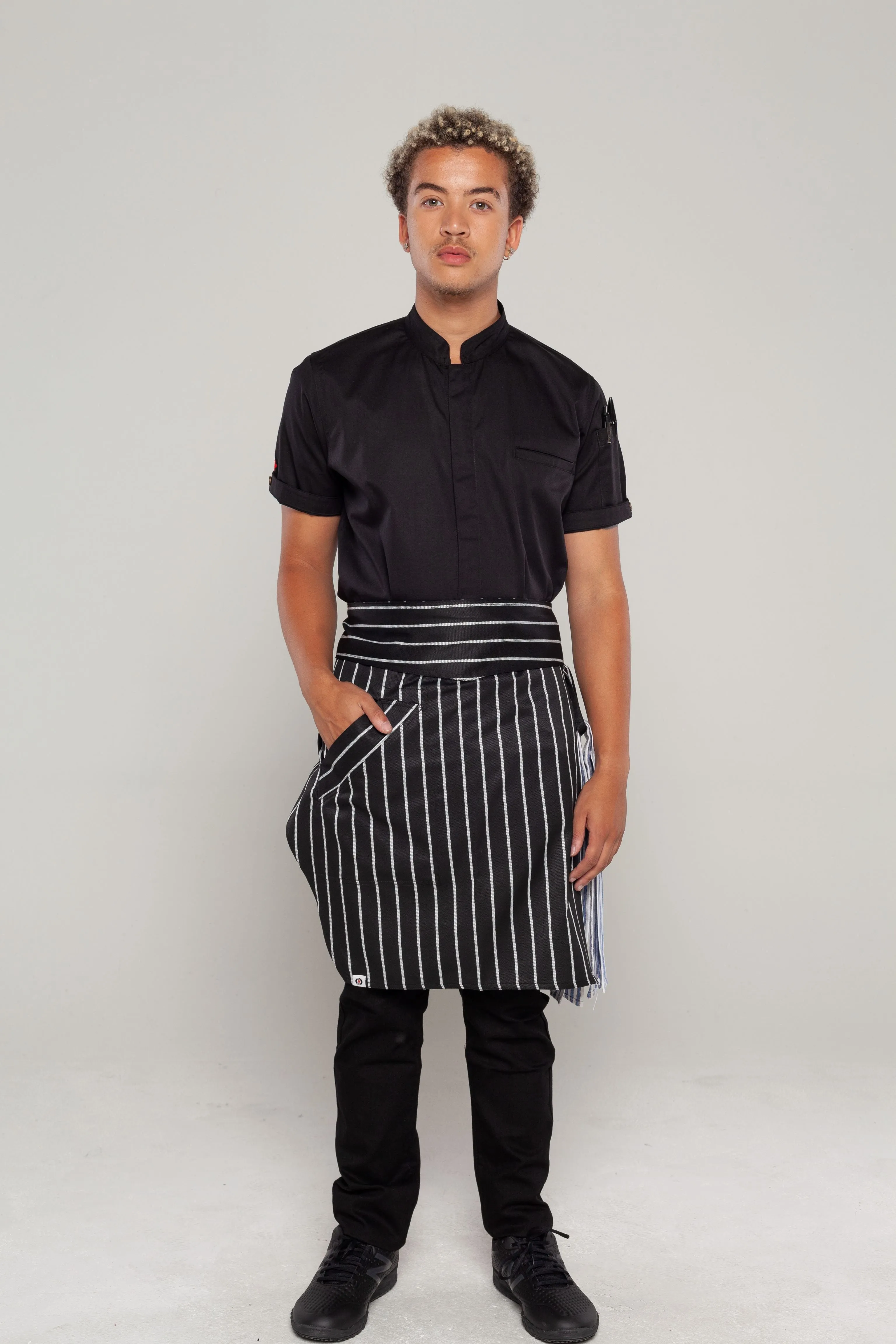 Waist Apron Black white stripes