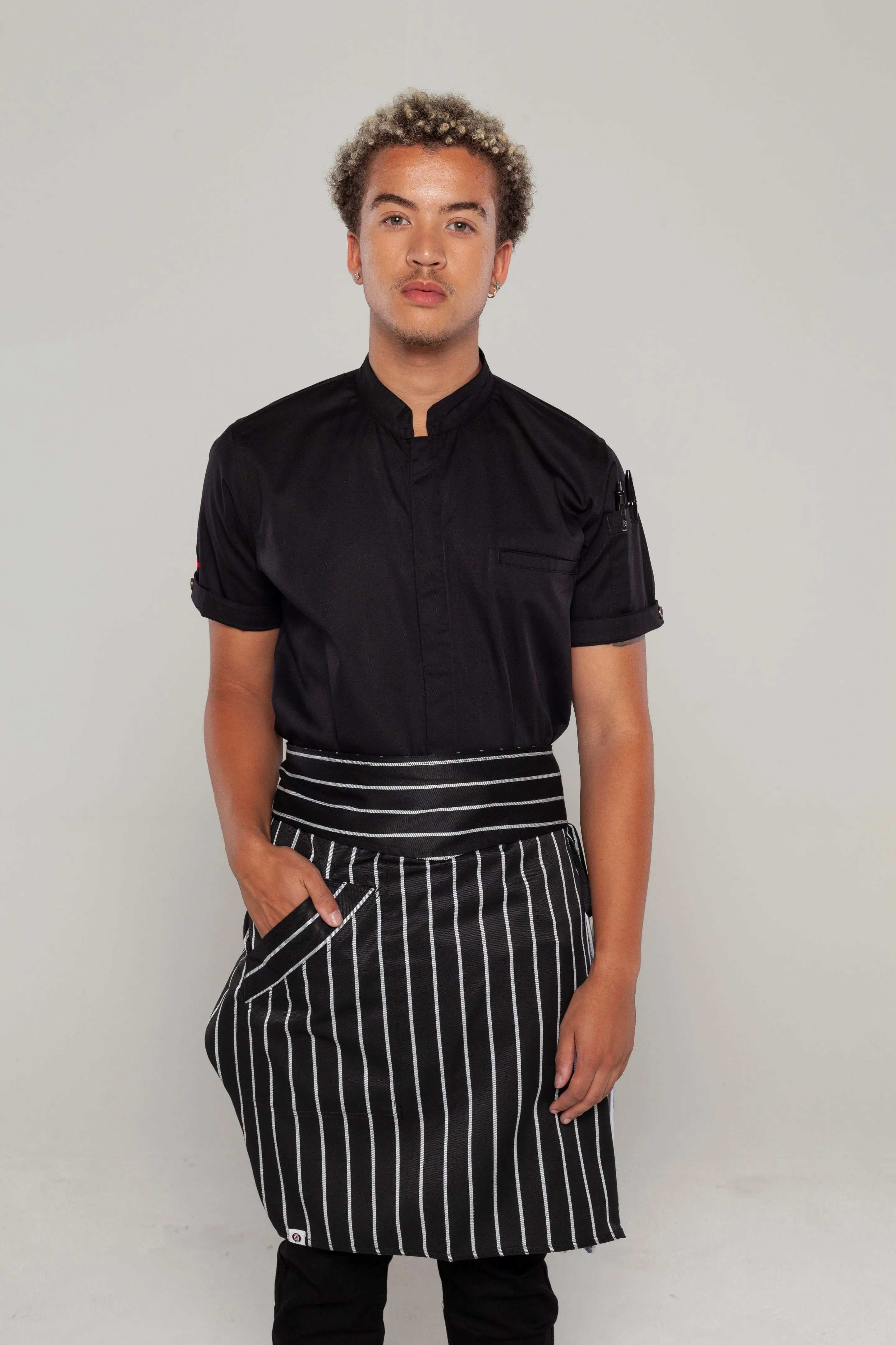 Waist Apron Black white stripes