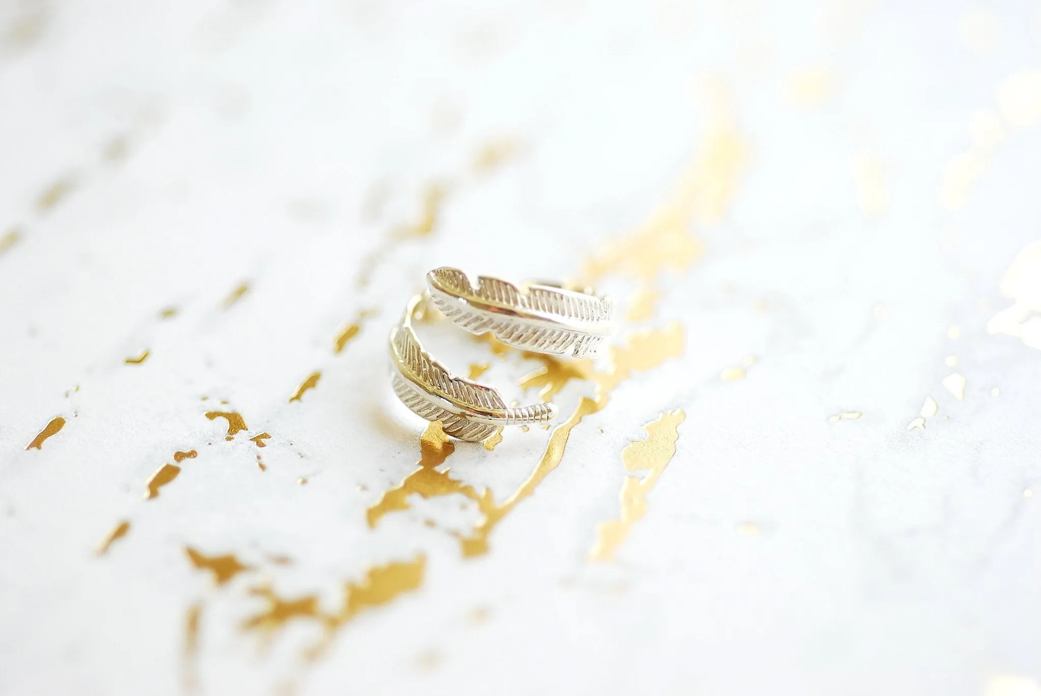 Wholesale 925 Sterling Silver Feather Ring- Adjustable Ring, Gold Or Silver Feather Ring, Leaf Ring, Angel Feather Ring, Stacking Ring, Wrap Ring,