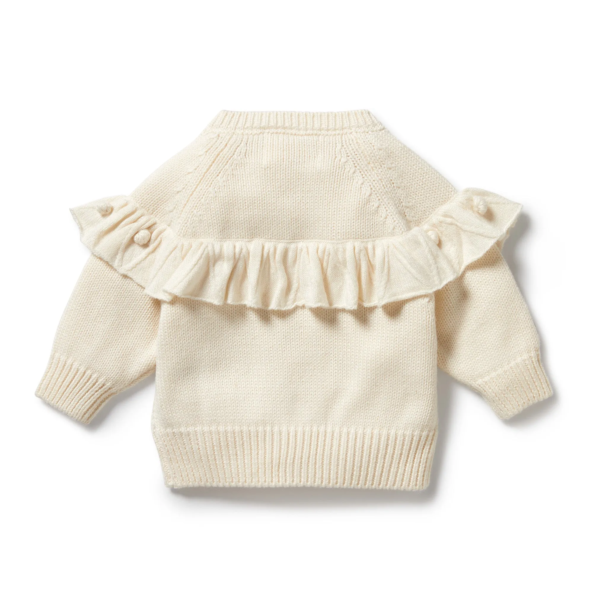 Wilson & Frenchy Knitted Ruffle Cardigan - Ecru