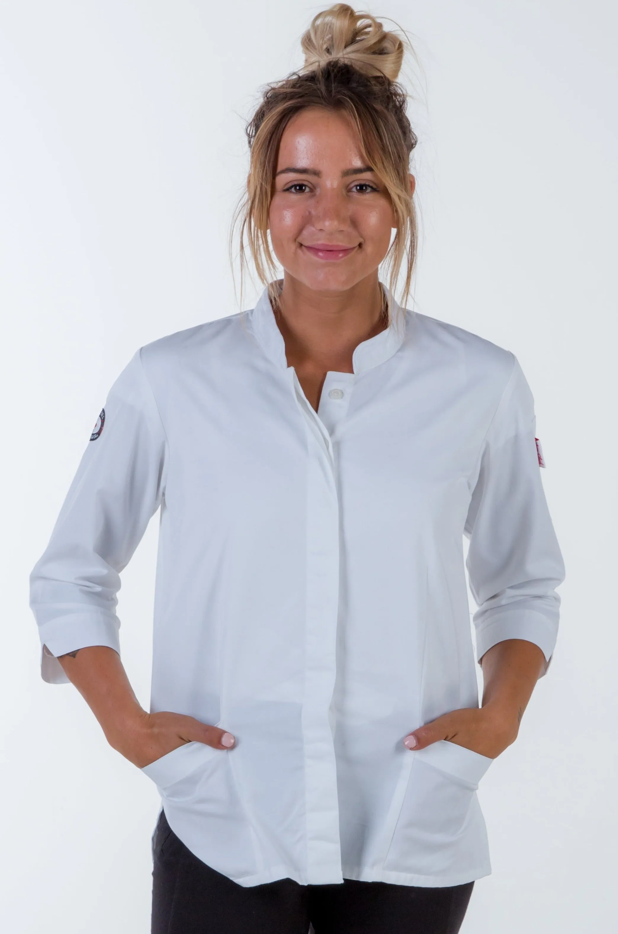 Women's chef jacket white 3/4 Sleeve